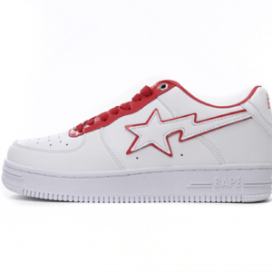 1J30-291-017 A Bathing Ape Bape Sta Low White Red Border