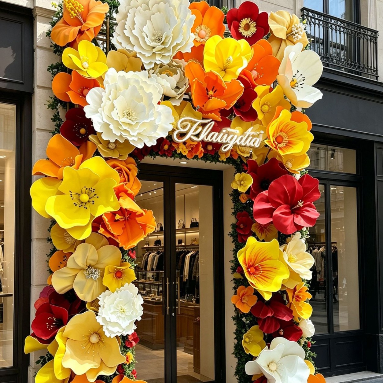 Large-scale handmade paper flower installation, a popular backdrop for spring decorations in shopping malls, shop entrances, windows, and social media check-ins. - Image 4