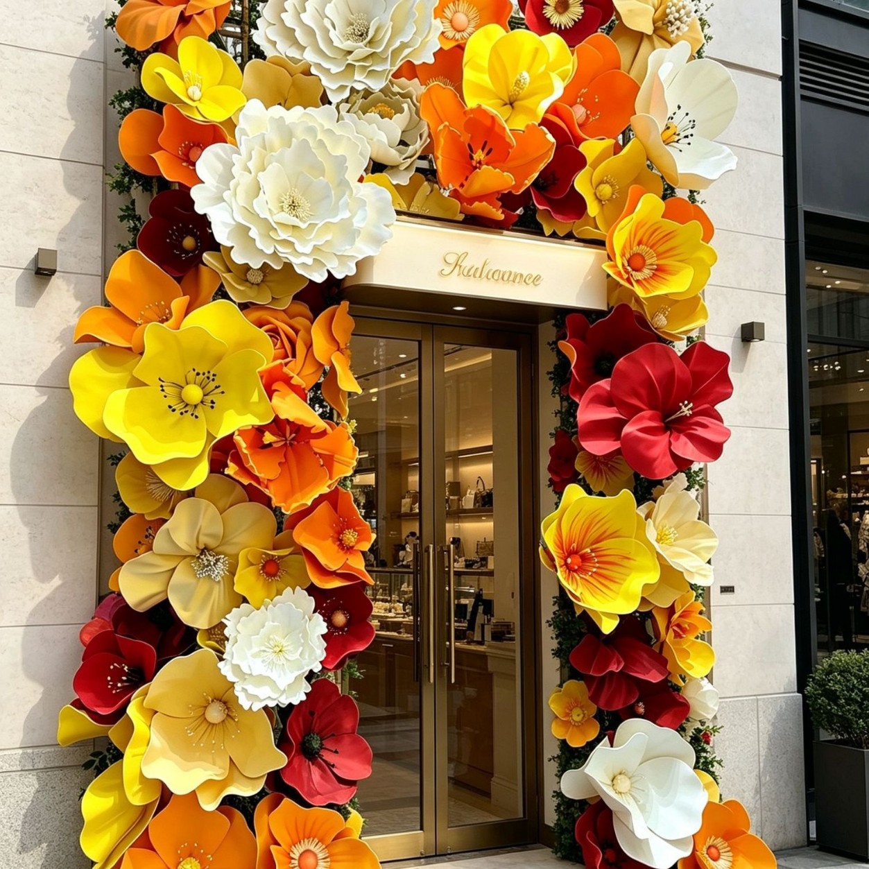 Large-scale handmade paper flower installation, a popular backdrop for spring decorations in shopping malls, shop entrances, windows, and social media check-ins. - Image 3