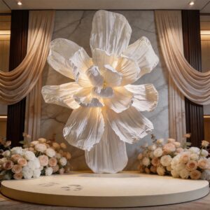 Champagne Giant Paper Art Large Beauty Plastic Flower Wedding Wedding Pleated Background Decoration Props Paper Flower Handmade Beauty Chen Window